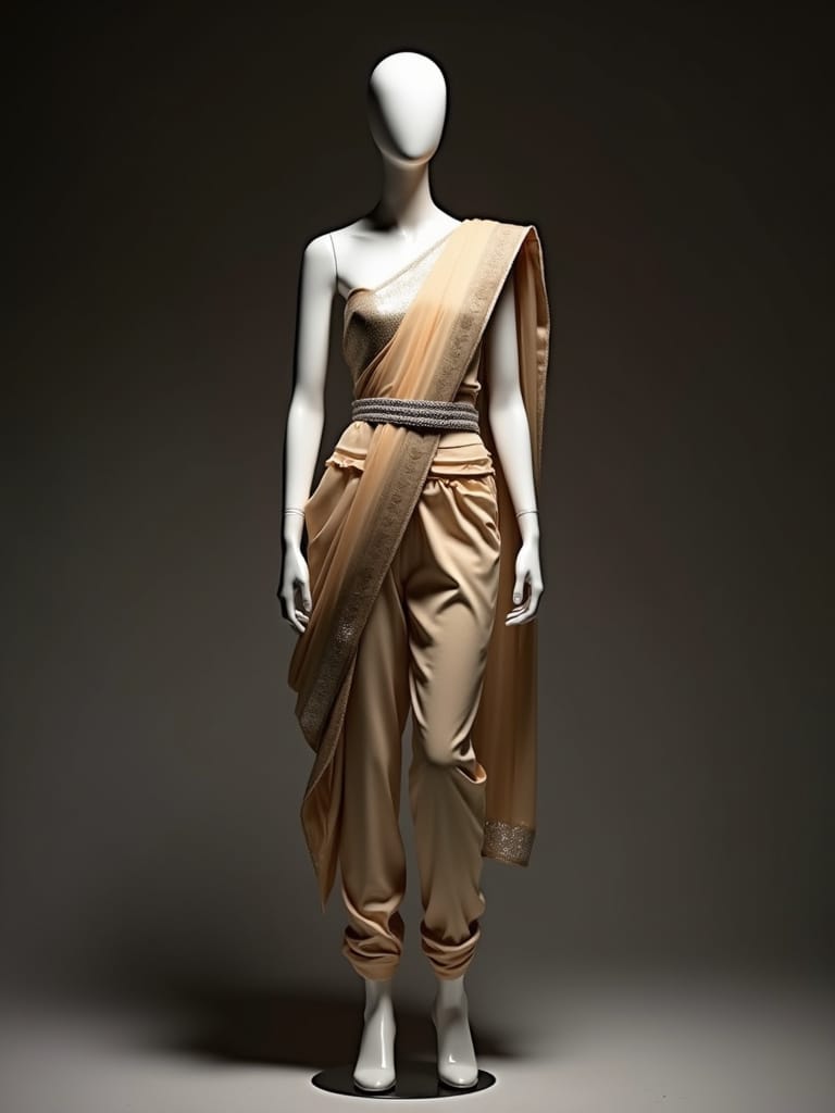 Indo Western Saree Draping Styles - Saree with Pants