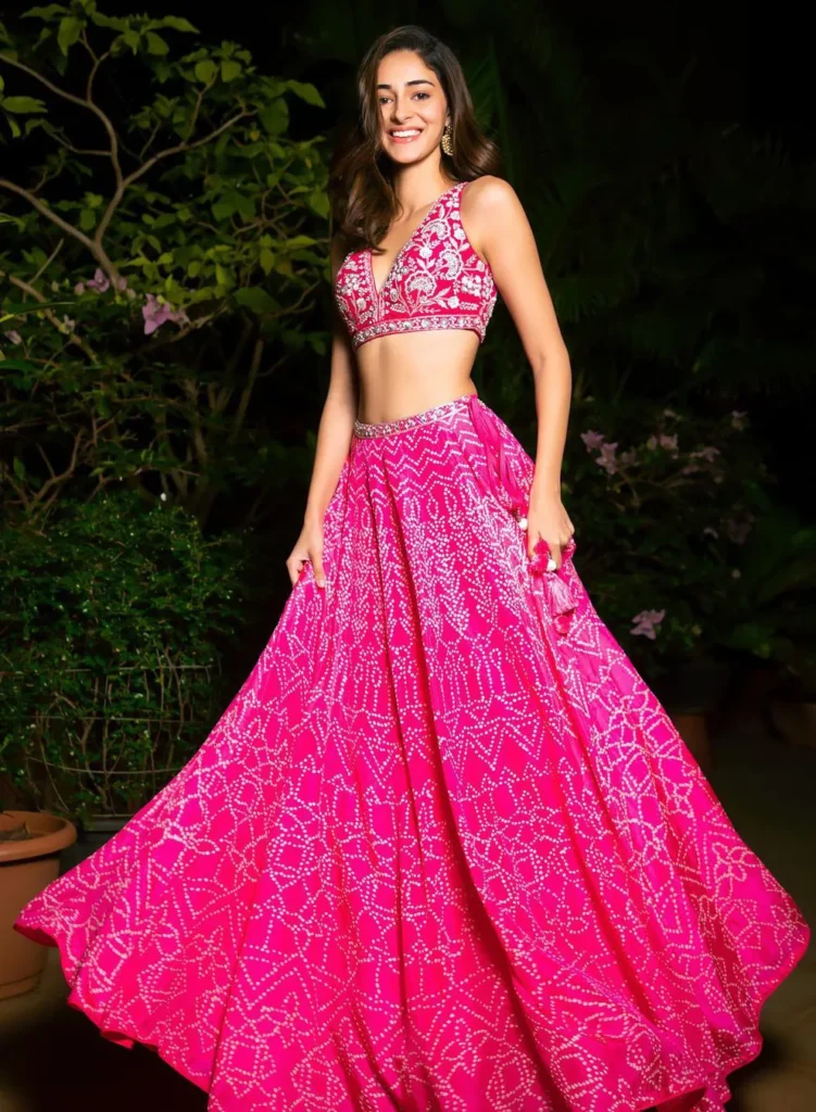 Ananya Panday's Pink Bandhani Lehenga by Anita Dongre