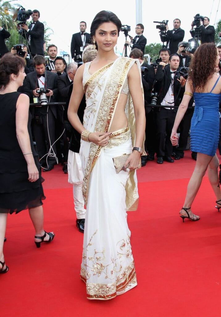 Deepika Padukone On Tour Premiere at Cannes 2010 Bollywood Style Saree – Glamour, Grace, and Timeless Influence