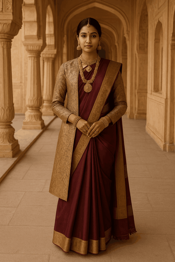 Styling Ideas for Jacket Style Blouse and Saree