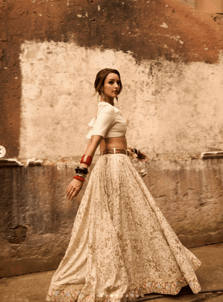 Tripti Dimri's Boho White V-Neck Lehenga