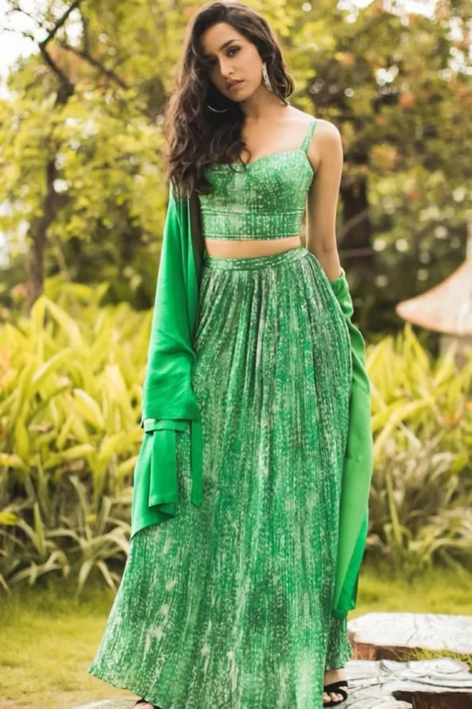 Shraddha Kapoor's Green Printed Saaksha & Kinni Lehenga