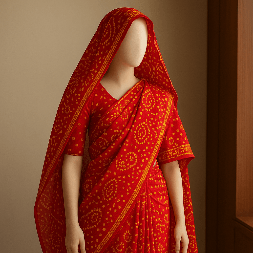 Marwadi Style Saree - 
Bandhani Saree