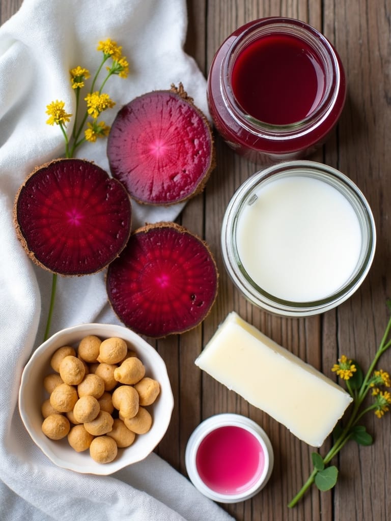 Ingredients for Homemade Beetroot Lip Balm