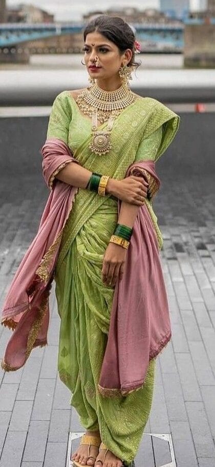 Maharashtrian style saree nauvari