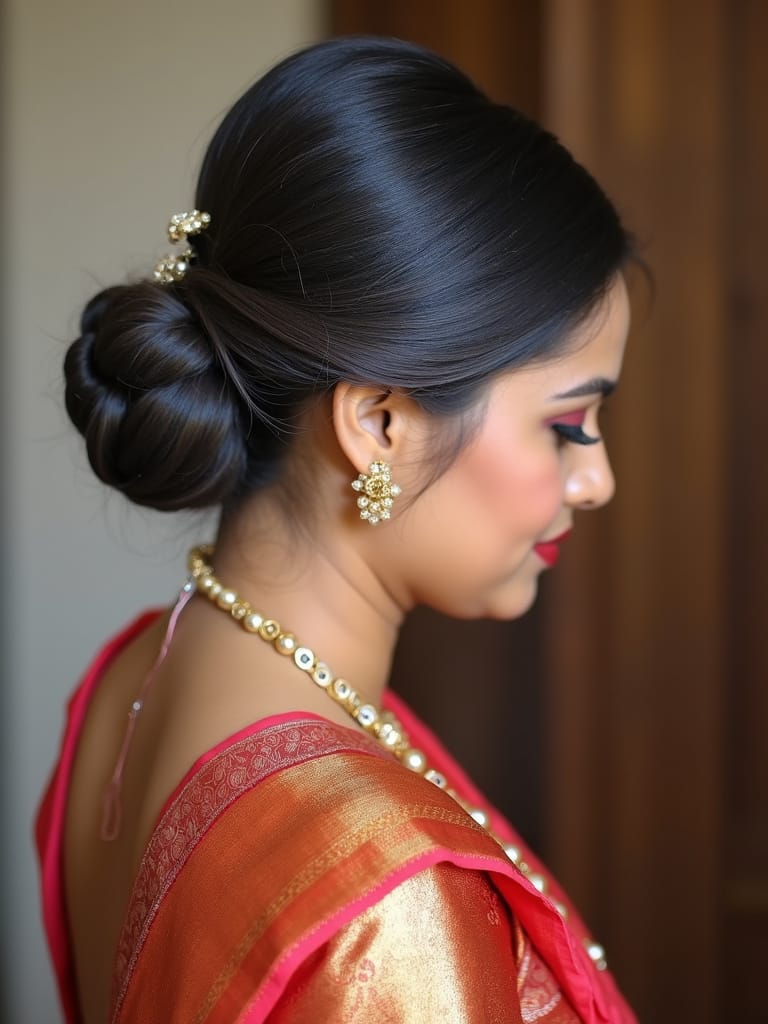 Neatly Tied Bun with Decorative Clips