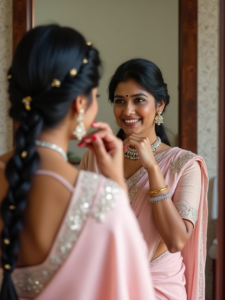 Fishtail Braid with Contemporary Drape Saree