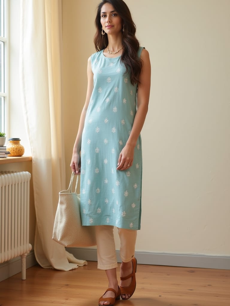 Straight-Cut Sleeveless Kurti