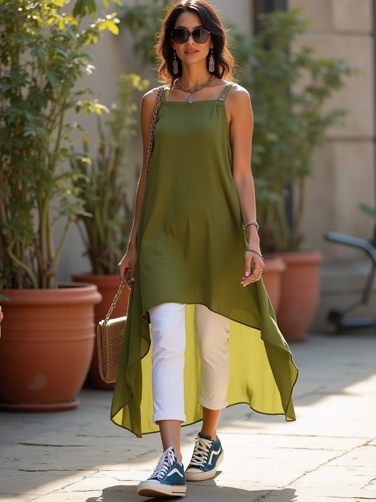 High-Low Hemline Sleeveless Kurti