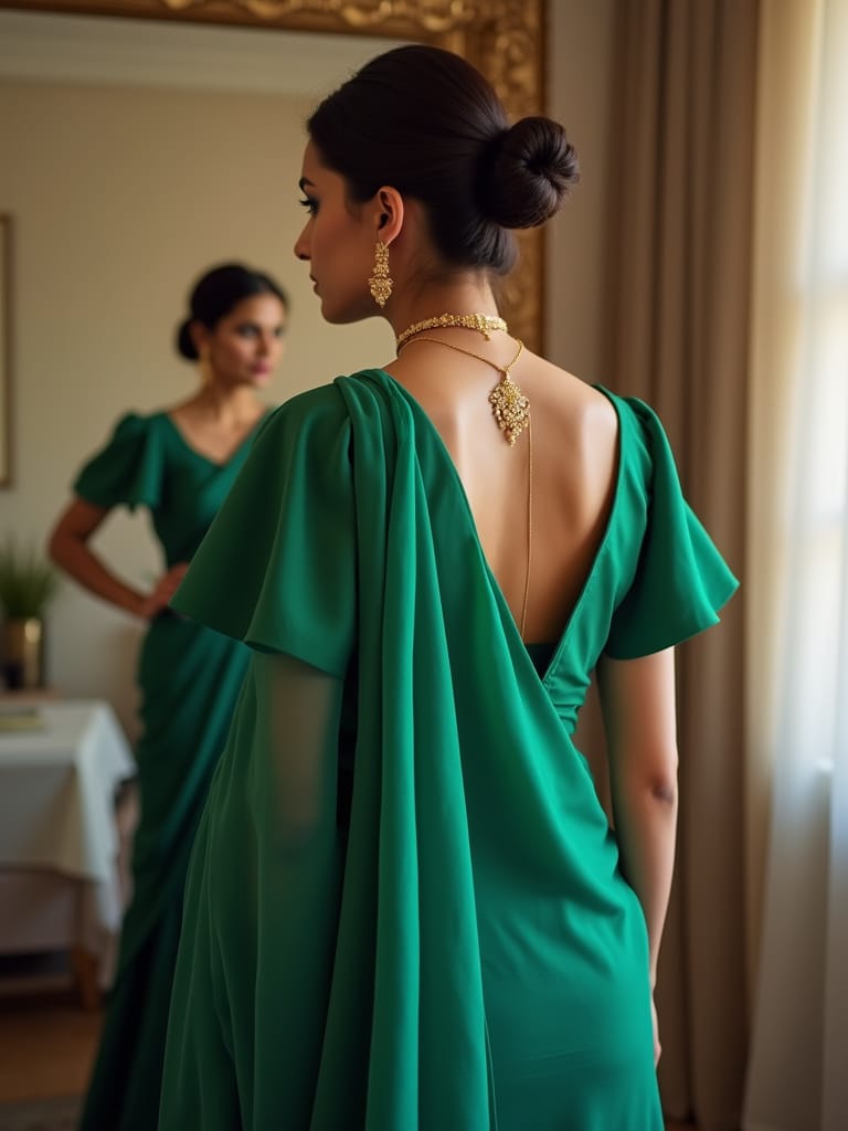 Deep V-Cut Blouse Back