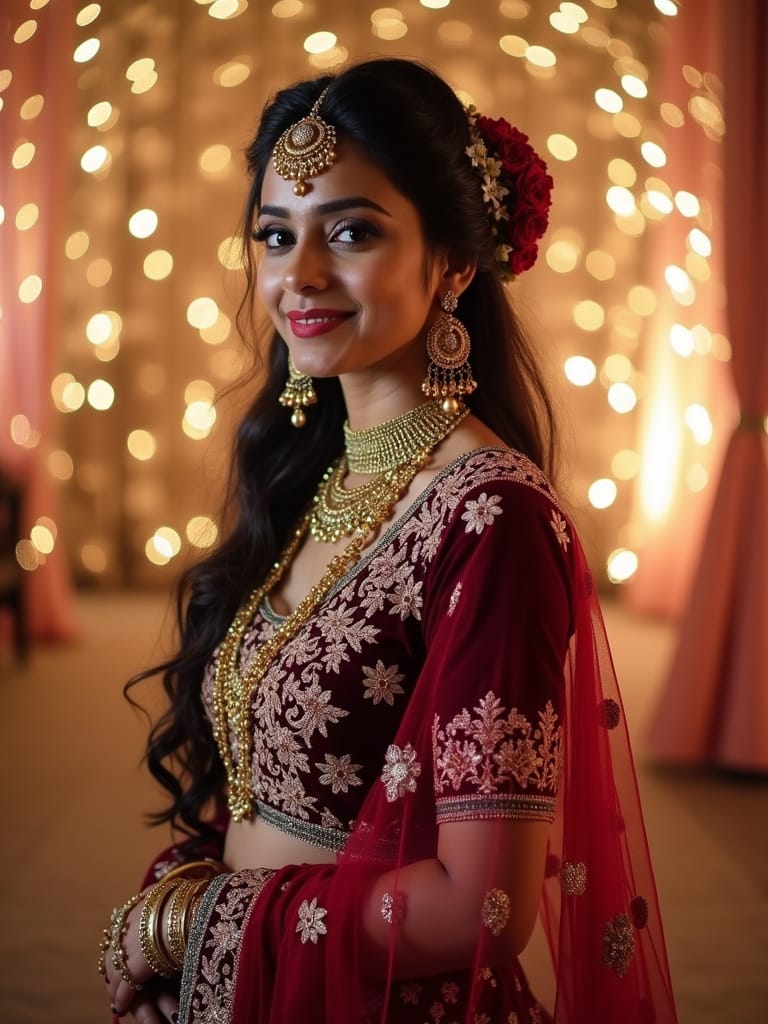 Open Hair Hairstyles with Lehenga