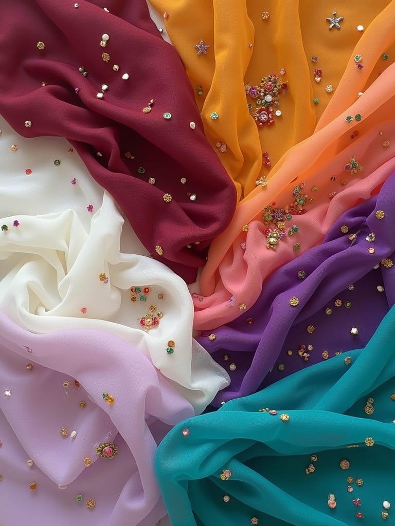 Fabric Choices for Multi Colour Lehengas