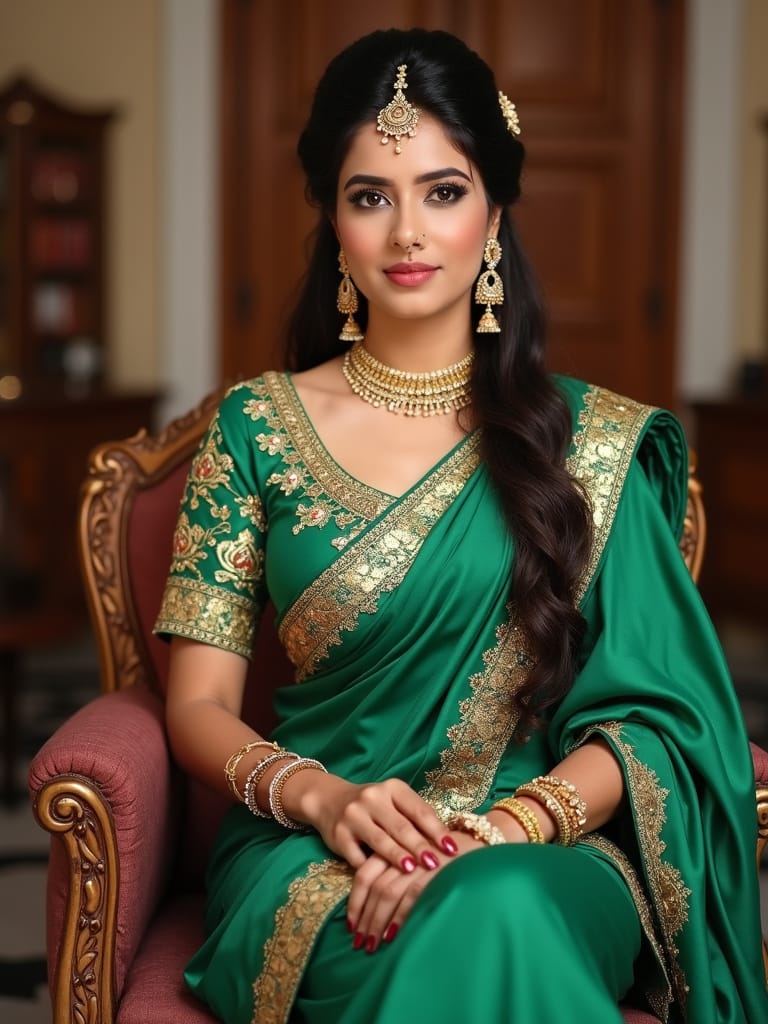  Half-Up Braided Style with Hair Jewelry – Royal Drape Saree
