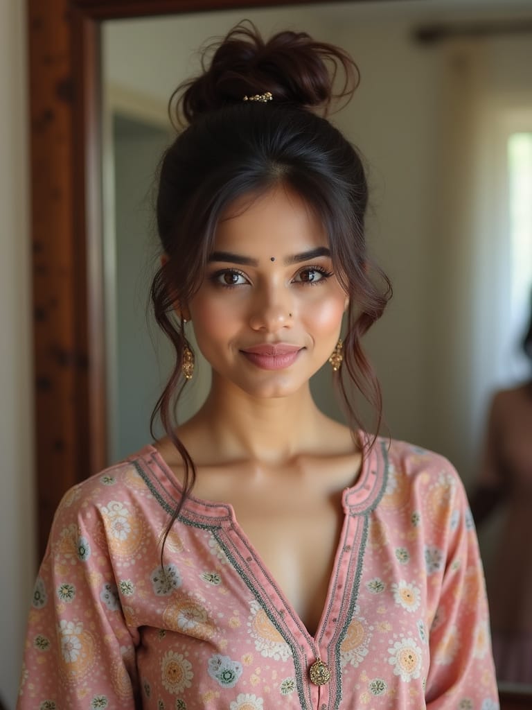 Messy Bun with Hair Stick