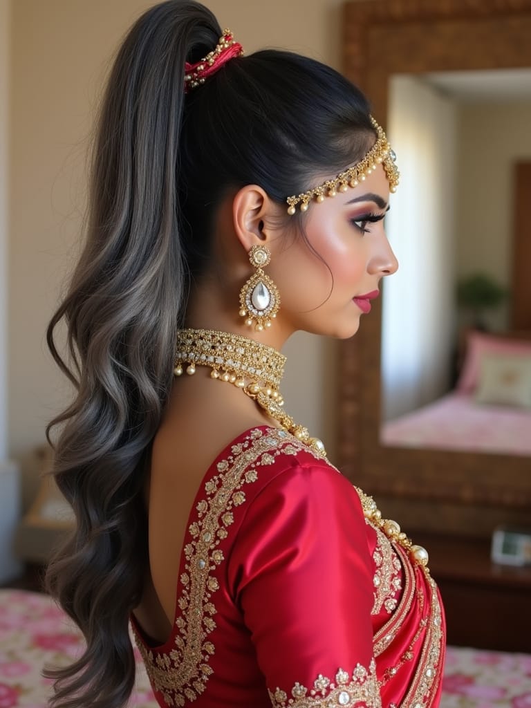High Ponytail with a Silk Ribbon