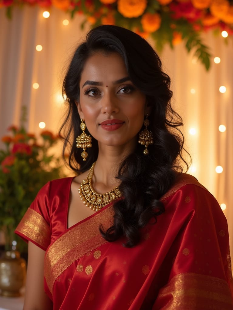 Open Hair Hairstyles for Sarees