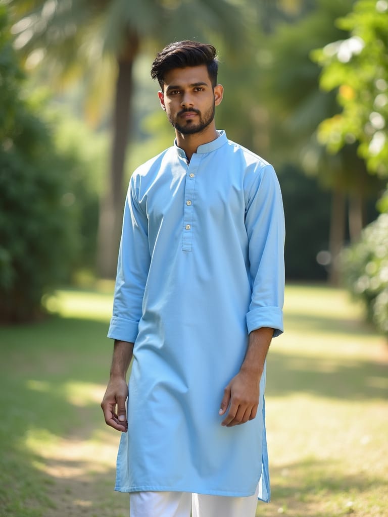 plain cotton kurta design for men