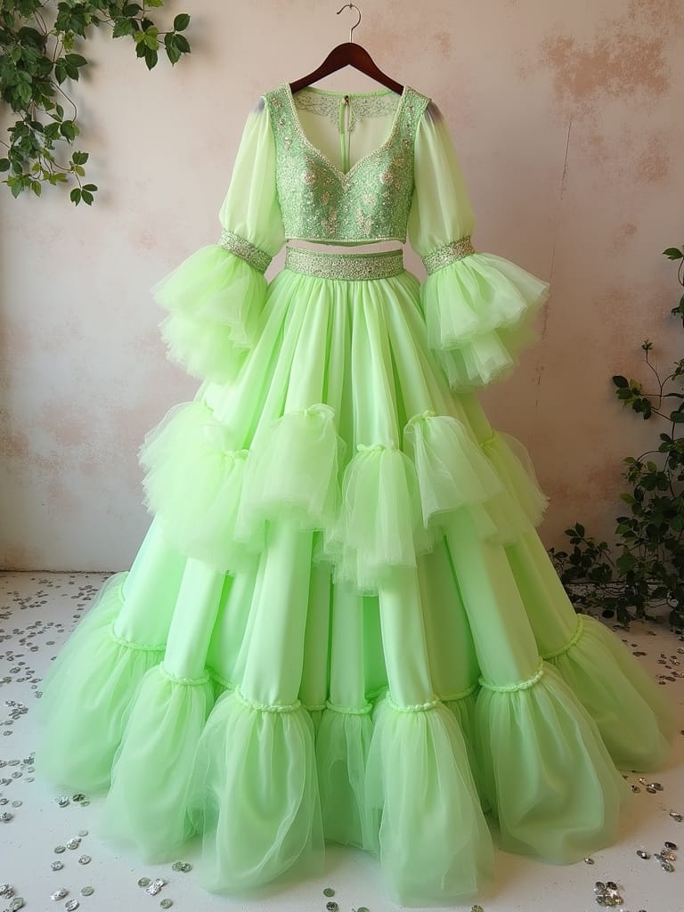Ruffled Lehenga Designs for Girls
