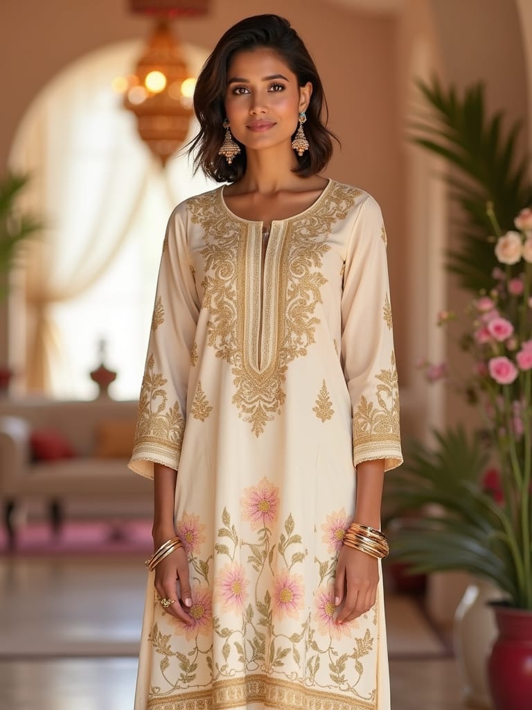 Straight Cut Embroidered Kurti