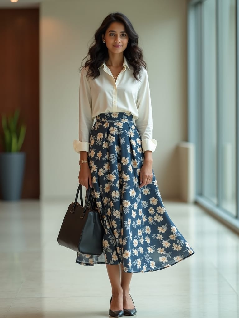 Office-Ready Looks with Floral Skirts