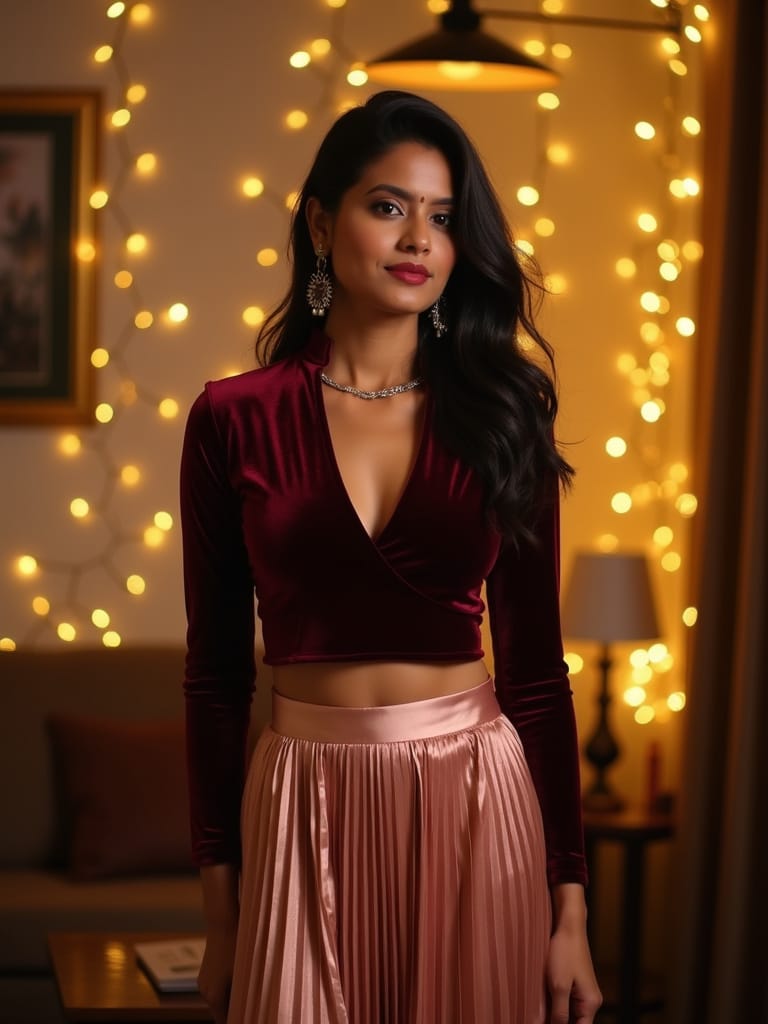 Stunning Party Wear Crop Top and Skirt