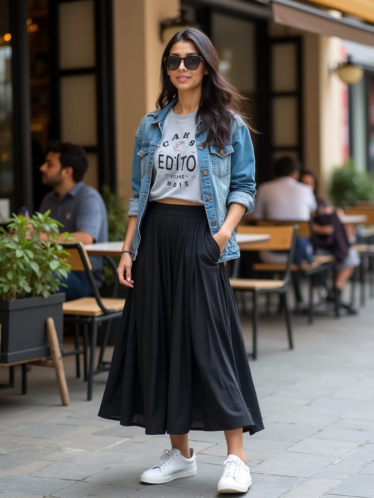 Casual Day-Out Look with a Black Skirt