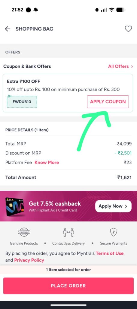 Step-by-Step Process to Apply Coupon in Myntra