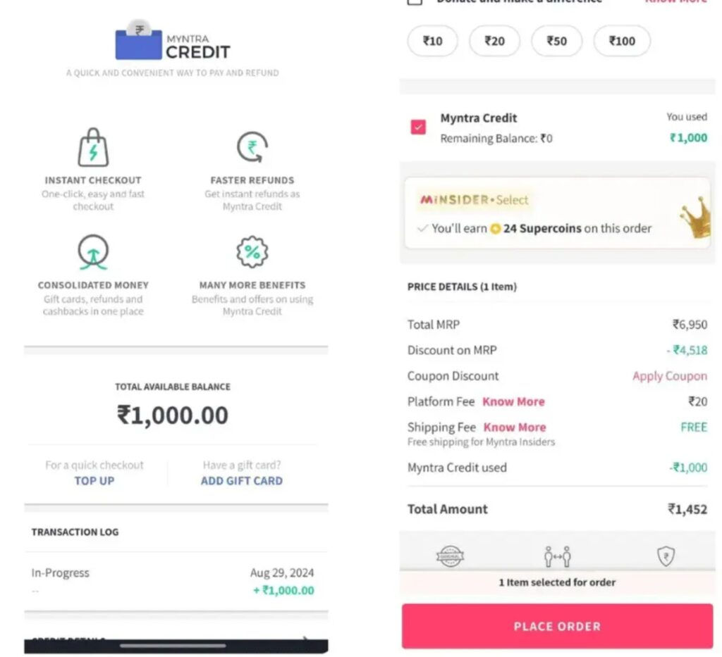 Myntra Gift Cards and Myntra Credit