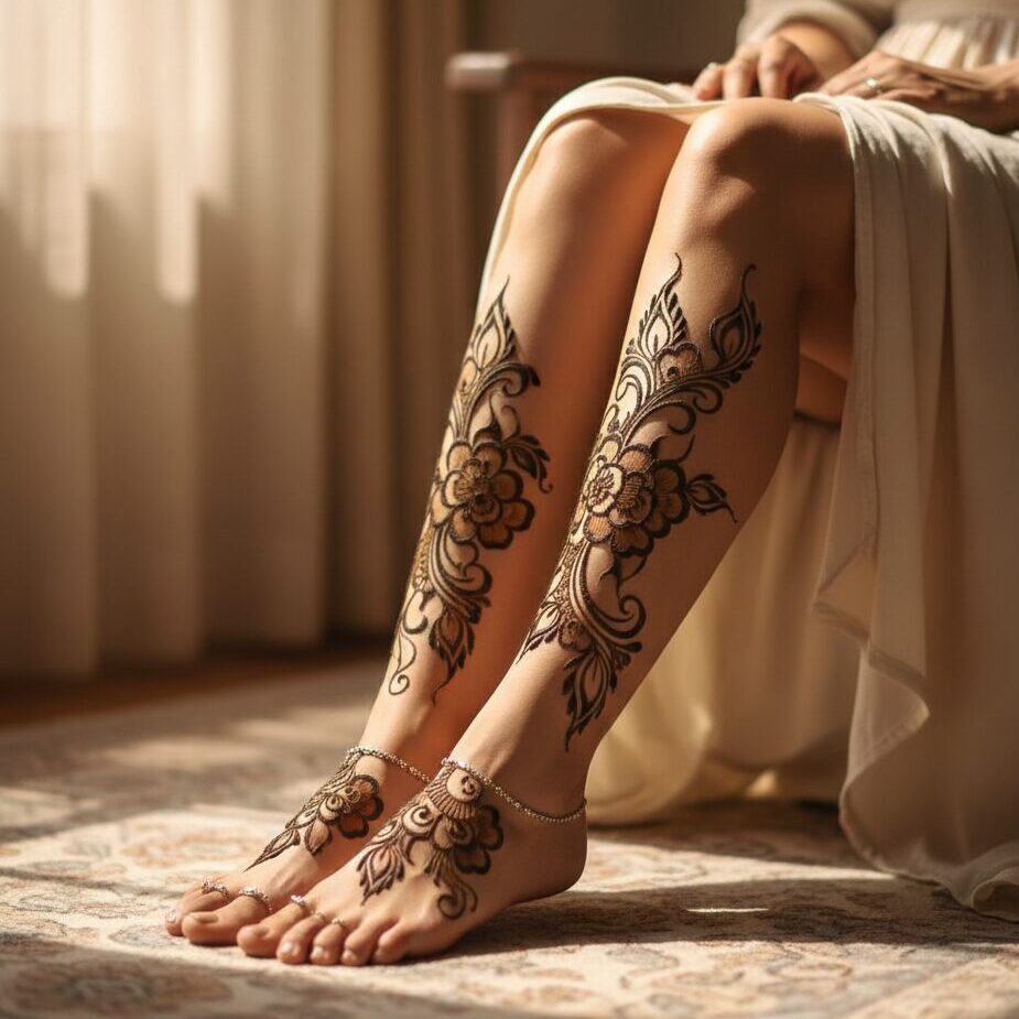 The Arabic Style Leg Mehandi Design