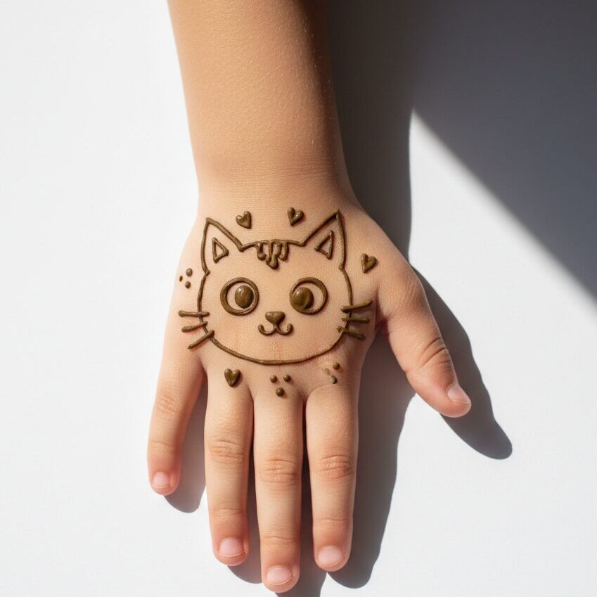 Animal Face Mehandi Design for kids