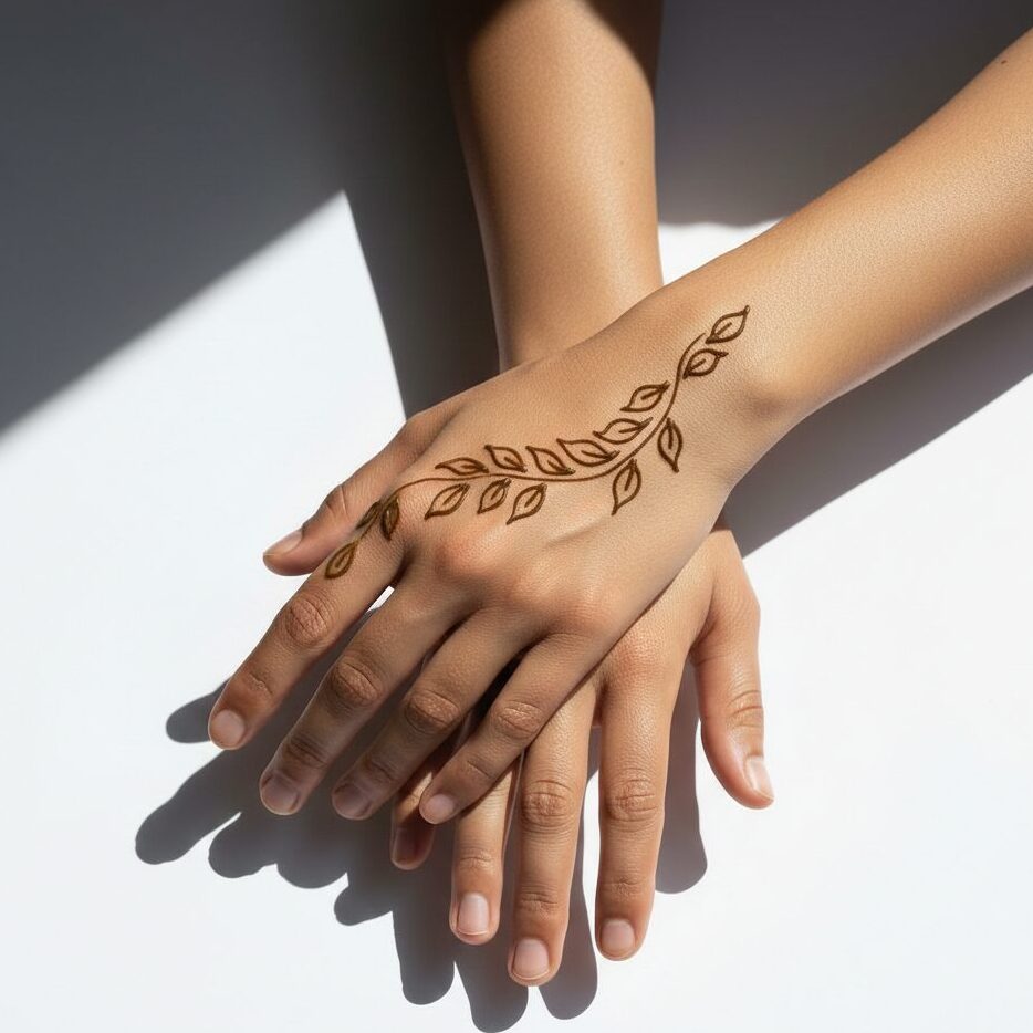 Easy Leaf Vine Mehandi Design
