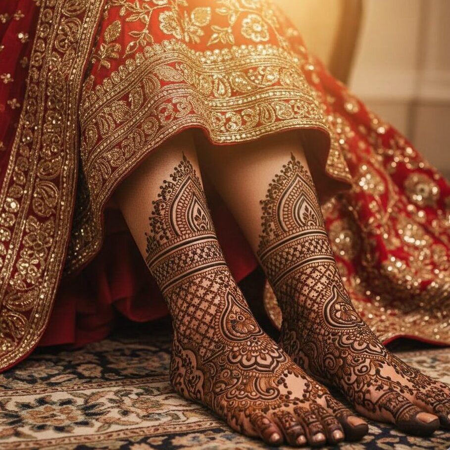 Full Bridal Leg Mehandi Design