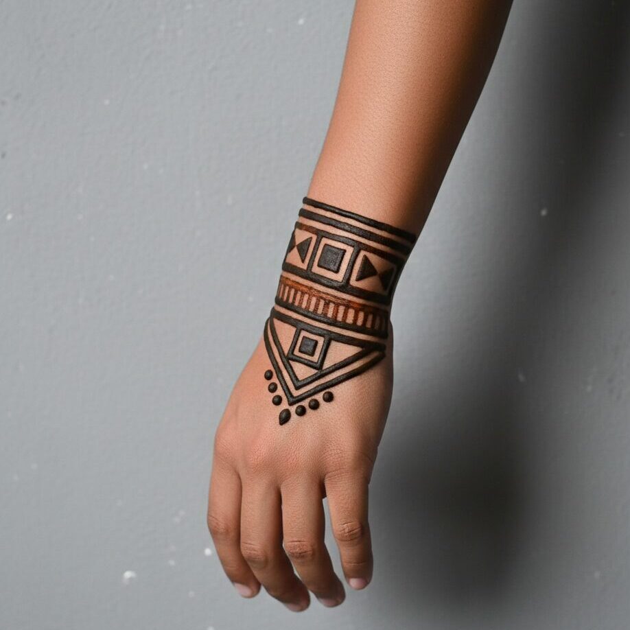 Minimal Wrist Band Mehandi Design for boys