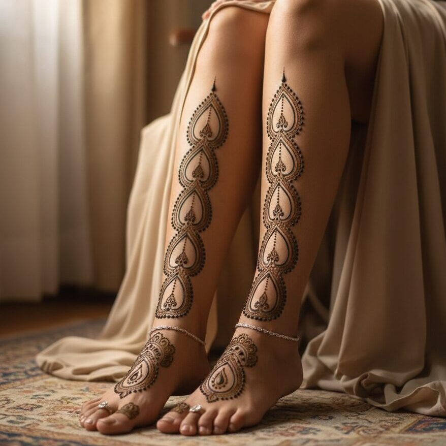 The Paisley Pattern Leg Mehandi Design