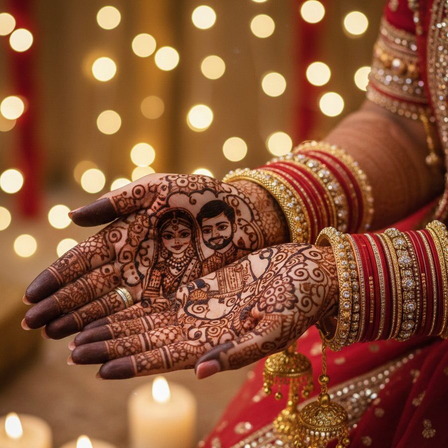 Portrait Style Bride & Groom Mehendi
