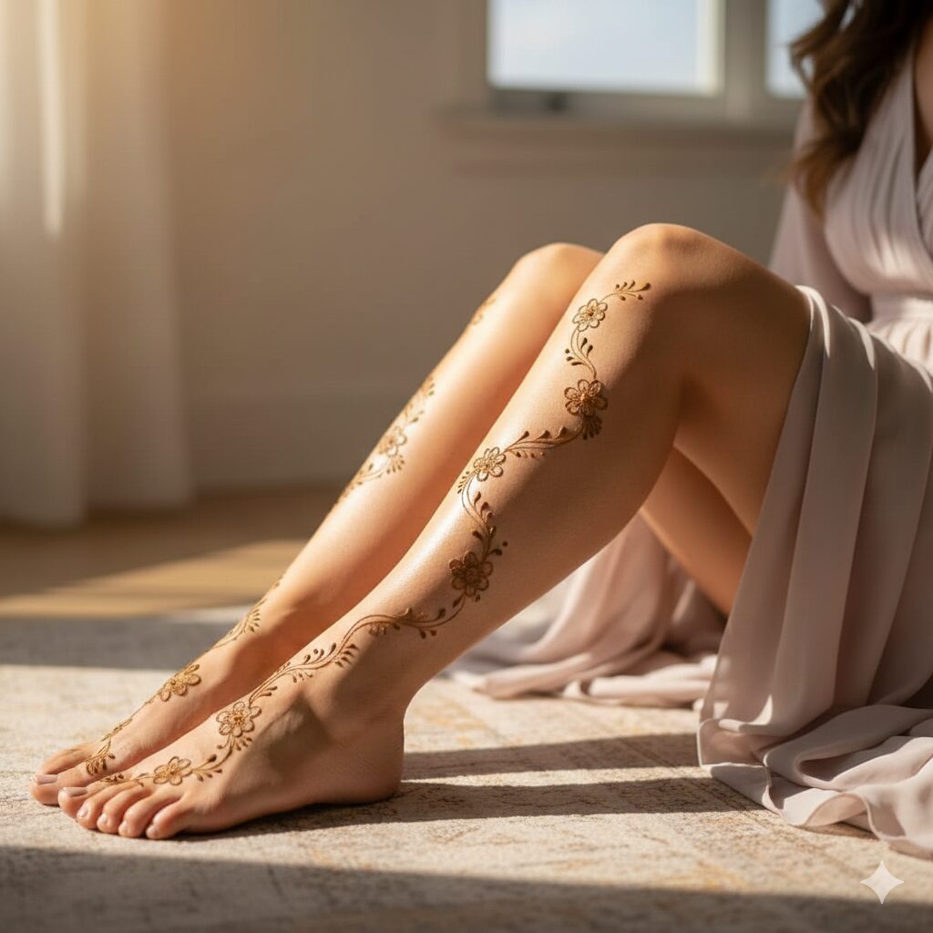 Simple Floral Leg Mehandi Design