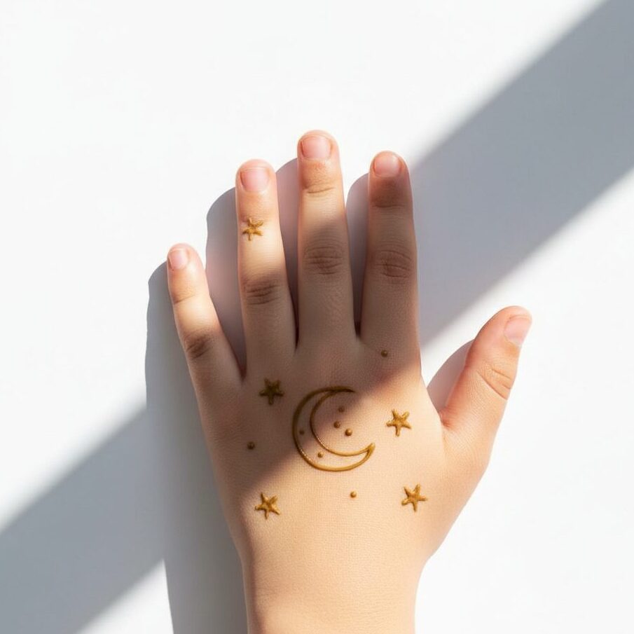 Star and Moon Mehandi Design for kids